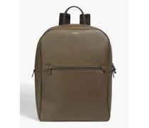Twill-paneled textured-leather backpack - Green - OneSize