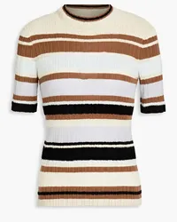 Theory Striped chenille and ribbed-knit sweater - Neutral Neutral