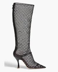 Malone Souliers Tyra crystal-embellished mesh knee boots - Black Black