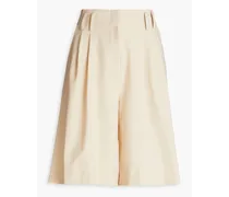 Pleated wool-blend twill shorts - Neutral