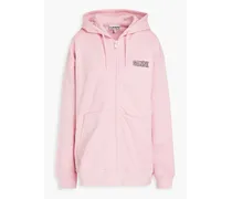 Cotton-blend fleece hooded jacket - Pink