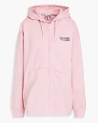 Ganni Cotton-blend fleece hooded jacket - Pink Pink