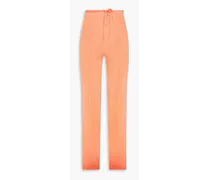 Silk-crepon straight-leg pants - Orange