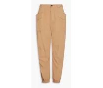 Pleated twill tapered pants - Neutral
