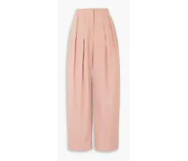 Pleated woven straight-leg pants - Pink