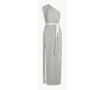 Vivien one-shoulder sequined chiffon maxi dress - Metallic