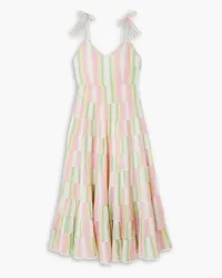 RIXO Sorrento tiered striped cotton-gauze maxi dress - Pink Pink