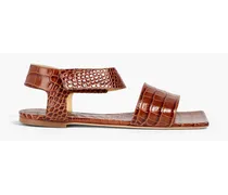 Riley croc-effect leather sandals - Brown