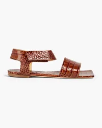 A.W.A.K.E. Riley croc-effect leather sandals - Brown Brown