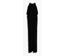Gathered ponte maxi dress - Black