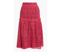 Hydee ruffle-trimmed cotton-blend crocheted lace skirt - Pink