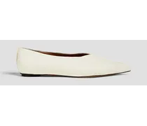 Two-tone leather pointed-toe flats - White