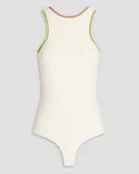 Victoria Beckham Cutout cotton-blend terry bodysuit - White White