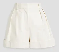 Pleated leather shorts - White
