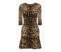 Ruched leopard-print stretch-silk jersey mini dress - Animal print