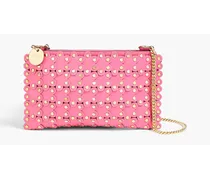 Flower Puzzle studded laser-cut leather shoulder bag - Pink