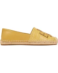 Tory Burch Ines smooth and croc-effect leather collapsible-heel espadrilles - Yellow Yellow