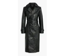 Cassie belted leather trench coat - Black