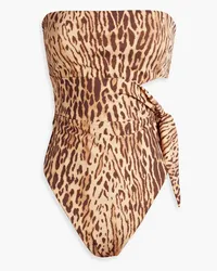 Zimmermann Bow-detailed leopard-print bandeau swimsuit - Animal print Animal