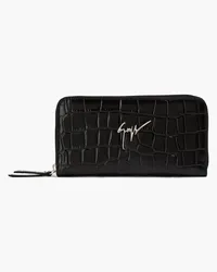 Giuseppe Zanotti Croc-effect leather wallet - Black Black