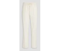 Tapered cotton-blend twill pants - White