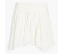Nixie gathered fil coupé silk-blend mini skirt - White