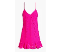 Ruffled corded lace mini dress - Pink