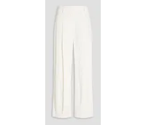 Pleated crepe wide-leg pants - White
