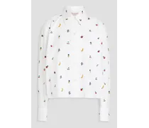 Embellished cotton-poplin shirt - White