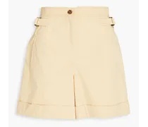 Cotton-blend twill shorts - Yellow