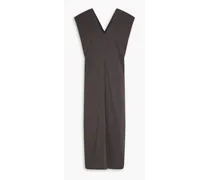 Bead-embellished stretch-cotton jersey midi dress - Gray