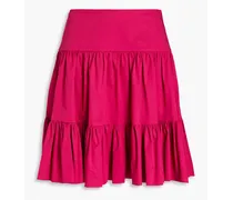 Ruffled cotton-blend twill mini skirt - Purple
