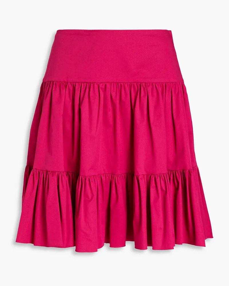 Ruffled cotton-blend twill mini skirt - Purple
