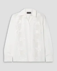 Nili Lotan Maddie crochet-trimmed embroidered silk crepe de chine shirt - White White