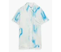 Quinne printed washed-silk shirt - Blue