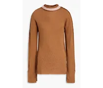 Two-tone cashmere and wool-blend sweater - Brown
