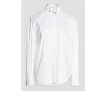 Bead-embellished cotton-blend poplin shirt - White
