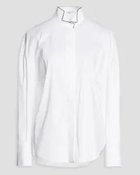 Brunello Cucinelli Bead-embellished cotton-blend poplin shirt - White White