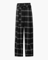 Stella McCartney Belted checked wool wide-leg pants - Gray Gray