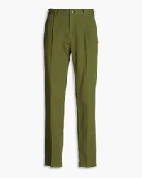 Slowear Incotex pleated cotton and linen-blend twill chinos - Green Green