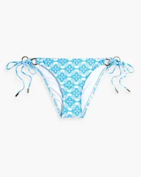 Melissa Odabash Tortola embellished seersucker low-rise bikini briefs - Blue Blue