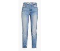 Miramar printed stretch-twill slim-leg pants - Blue