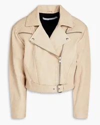 IRO Marom fringed crinkled-leather biker jacket - Neutral Neutral