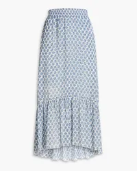 Maje Printed crepe midi skirt - Blue Blue