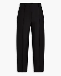 Valentino Garavani Cropped bow-detailed wool and silk-blend crepe tapered pants - Black Black