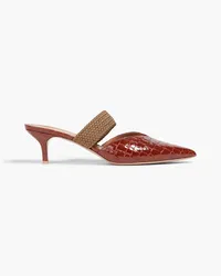 Malone Souliers Maisie 45 cord-trimmed croc-effect leather mules - Brown Brown