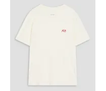 Embroidered slub cotton-jersey T-shirt - White