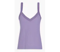 Jacquard-knit cotton-blend tank - Purple