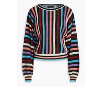 Metallic striped ribbed-knit sweater - Black