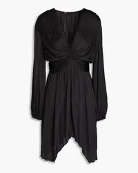 Maje Pleated satin mini dress - Black Black